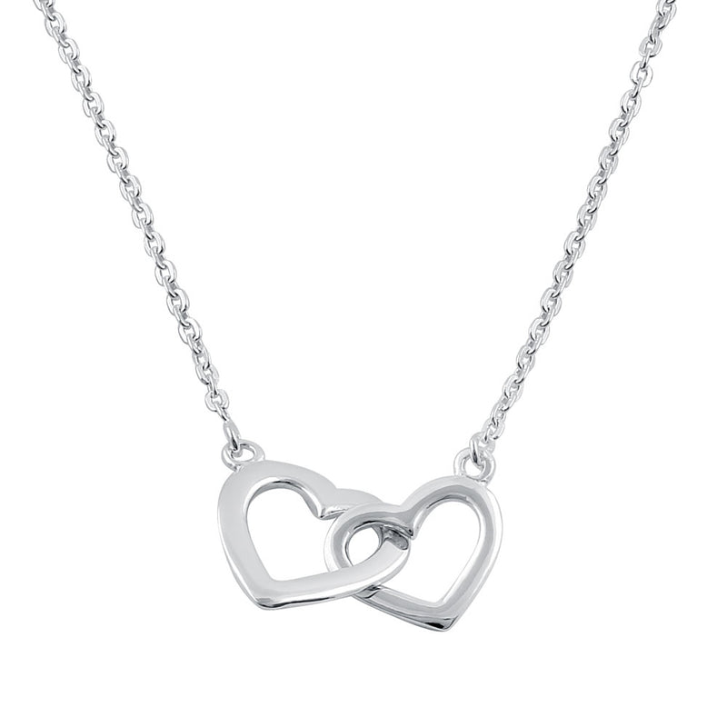 Sterling Silver Linked Hearts Necklace