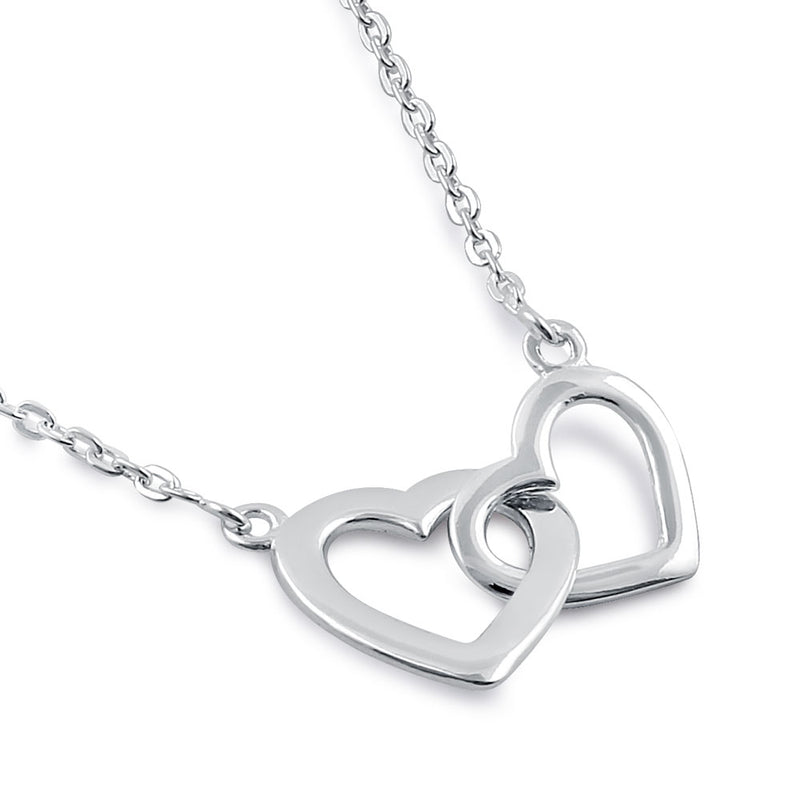 Sterling Silver Linked Hearts Necklace