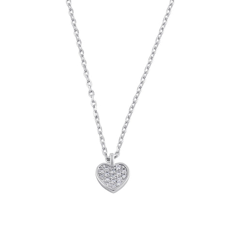 Sterling Silver Clear CZ Dainty Heart Necklace