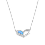 Sterling Silver Blue Lavender Heart Necklace