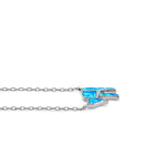 Sterling Silver Blue Lavender Lab Opal Health Symbol Necklace