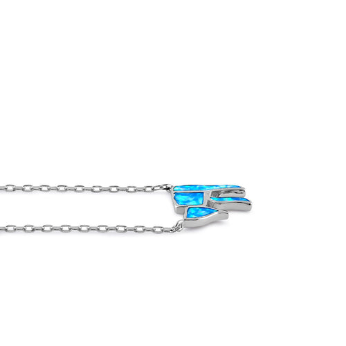 Sterling Silver Blue Lavender Lab Opal Health Symbol Necklace