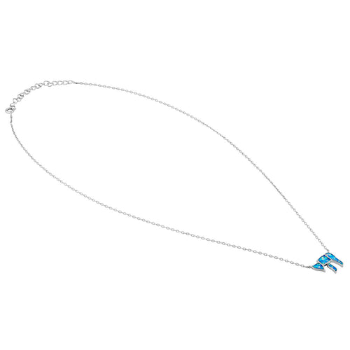 Sterling Silver Blue Lavender Lab Opal Health Symbol Necklace