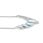 Sterling Silver White Lab Opal Curved Drops Greek Necklace