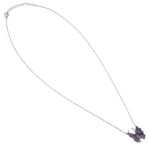 Sterling Silver Chic Butterfly Round Cut Amethyst, Ruby and Brown CZ Necklace