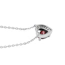Sterling Silver Dark Garnet and Clear CZ Heart Halo Necklace