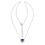 Sterling Silver Amethyst and Clear CZ Heart Halo Necklace