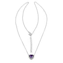 Sterling Silver Amethyst and Clear CZ Heart Halo Necklace