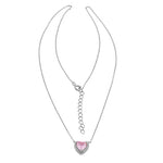 Sterling Silver Pink and Clear CZ Heart Halo Necklace