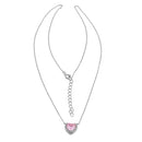 Sterling Silver Pink and Clear CZ Heart Halo Necklace