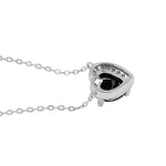 Sterling Silver Black and Clear CZ Heart Halo Necklace