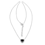 Sterling Silver Black and Clear CZ Heart Halo Necklace