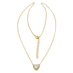 Sterling Silver Clear and Yellow CZ Heart Halo Gold Plated Necklace