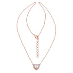 Sterling Silver Clear and Pink CZ Heart Halo Rose Gold Plated Necklace
