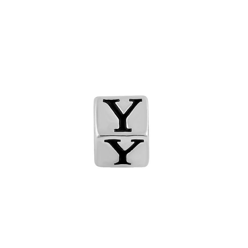Sterling Silver 4.5mm Letter Y Cube Pendant