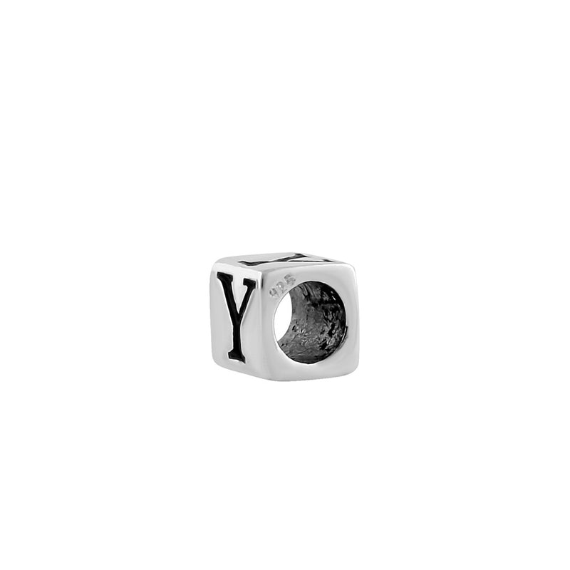 Sterling Silver 4.5mm Letter Y Cube Pendant