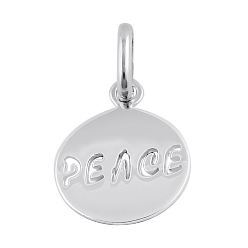 Sterling Silver Round Peace Pendant