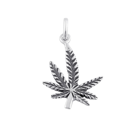 Sterling Silver Marijuana Leaf Pendant