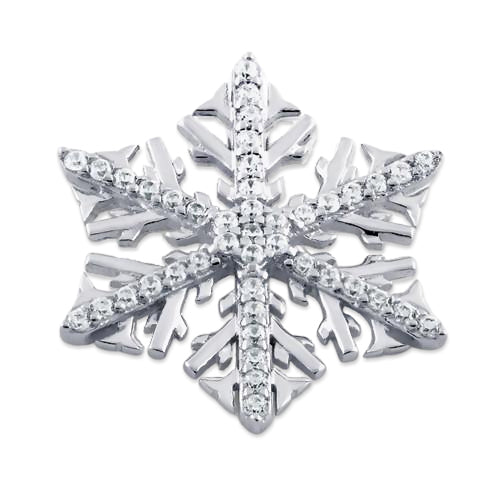 Sterling Silver Winter Snowflake Clear CZ Pendant