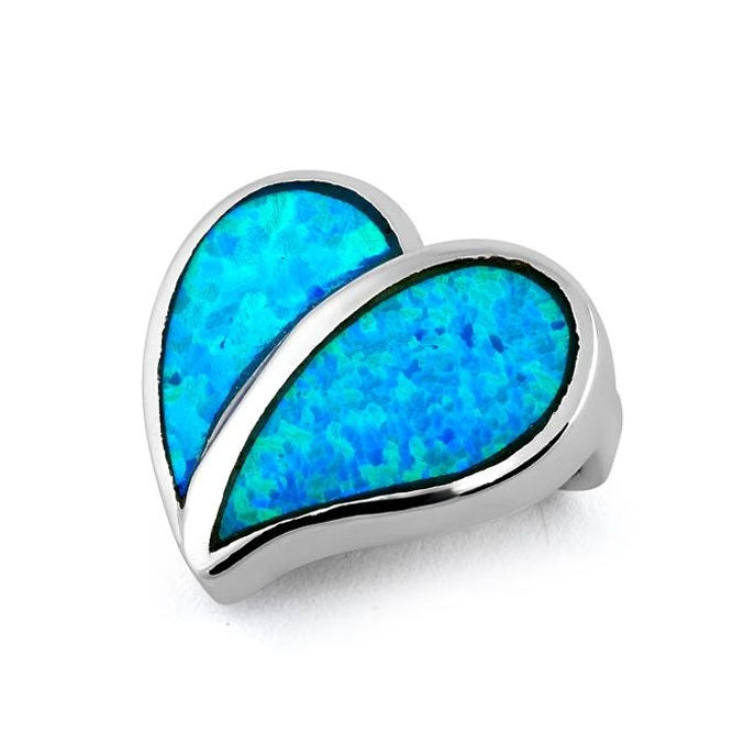 Sterling Silver Heart Blue Lab Opal Pendant