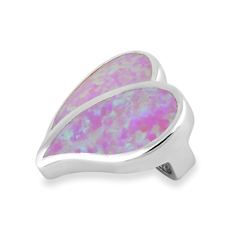 Sterling Silver Heart Pink Lab Opal Pendant