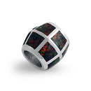 Sterling Silver Black Lab Opal Slider Bead Pendant