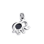 Sterling Silver Onyx Elephant Marcasite Pendant