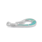 Sterling Silver Green Lab Opal Maui Fish Hook Pendant
