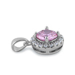 Sterling Silver Round Pink CZ Halo Pendant