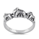 Sterling Silver Triple Elephant Marcasite Ring