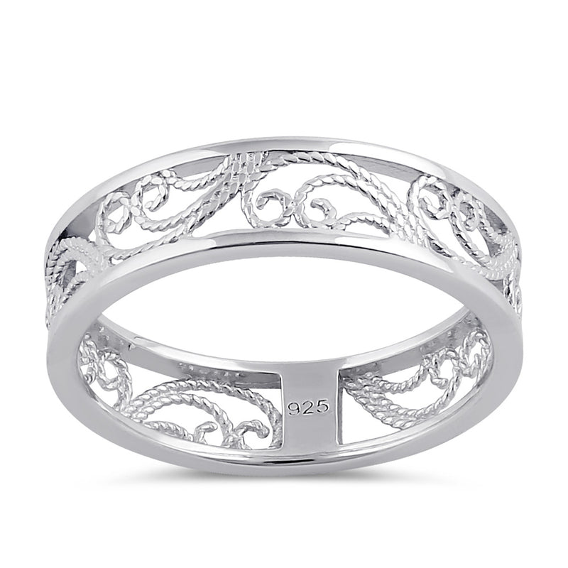 Sterling Silver Rope Filigree Band Ring