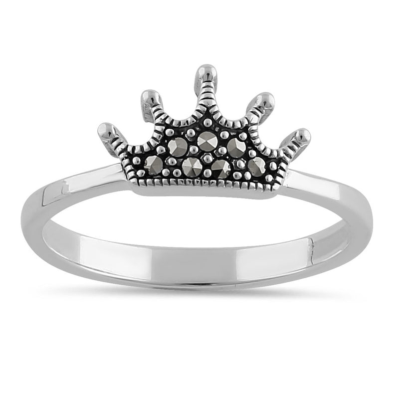 Sterling Silver Mini Crown Marcasite Ring