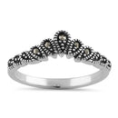 Sterling Silver V Shape Stackable Marcasite Ring