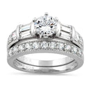 Sterling Silver 2-Piece CZ Engagement Set Ring
