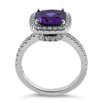 Sterling Silver Cushion-Cut Purple CZ Ring