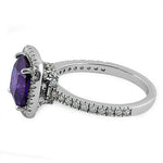 Sterling Silver Cushion-Cut Purple CZ Ring