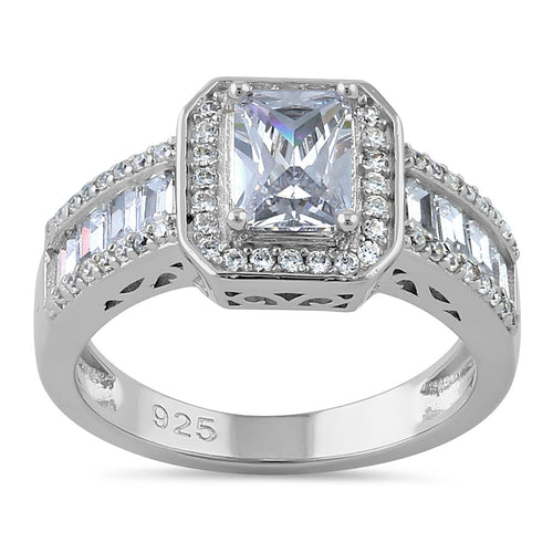 Sterling Silver 1.10 ct. Emerald-Cut CZ Ring