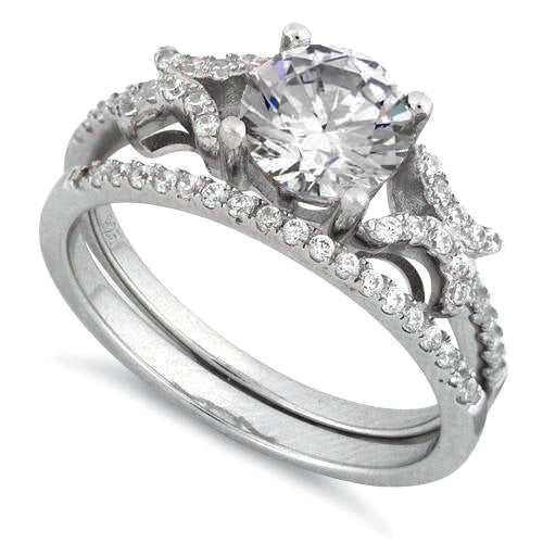 Sterling Silver Engagement Pave CZ Set Ring