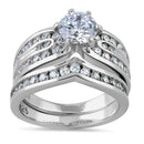 Sterling Silver 2-piece Engagement Set CZ Ring