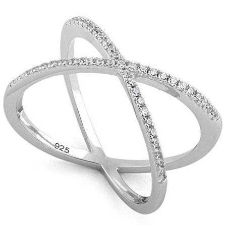 Sterling Silver Overlapping X CZ Ring