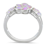 Sterling Silver Plumeria Pink Lab Opal Ring