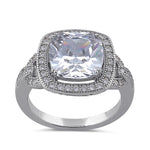Sterling Silver 10mm Cushion Halo Engagement Ring