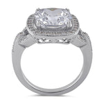 Sterling Silver 10mm Cushion Halo Engagement Ring