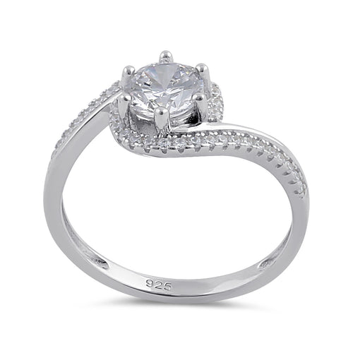 Sterling Silver Clear CZ Circular Engagement Ring