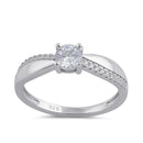 Sterling Silver Clear Round CZ Elegant Engagement Ring