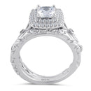 Sterling Silver 2-Piece CZ Engagement Ring Set