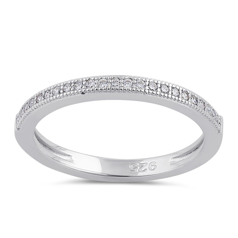 Sterling Silver Thin Clear CZ Band Ring