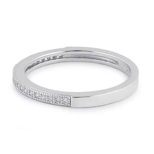 Sterling Silver Thin Clear CZ Band Ring