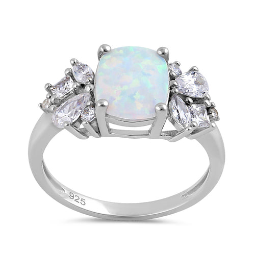Sterling Silver White Lab-Opal CZ Ring