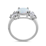 Sterling Silver White Lab-Opal CZ Ring